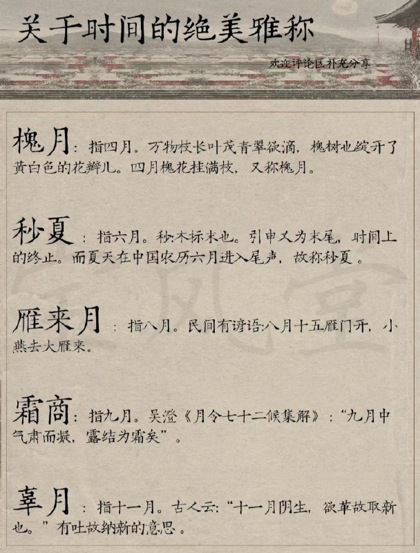 【 关于时间的·雅称 】【 关于时间的·雅称 】