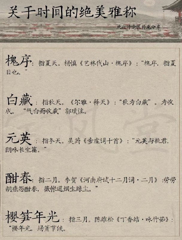 【 关于时间的·雅称 】【 关于时间的·雅称 】